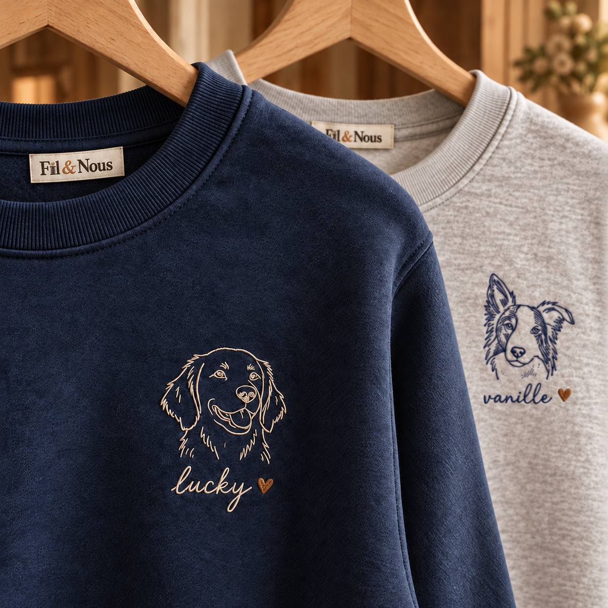 Sweat-shirt brodé portrait d'animal de compagnie personnalisé