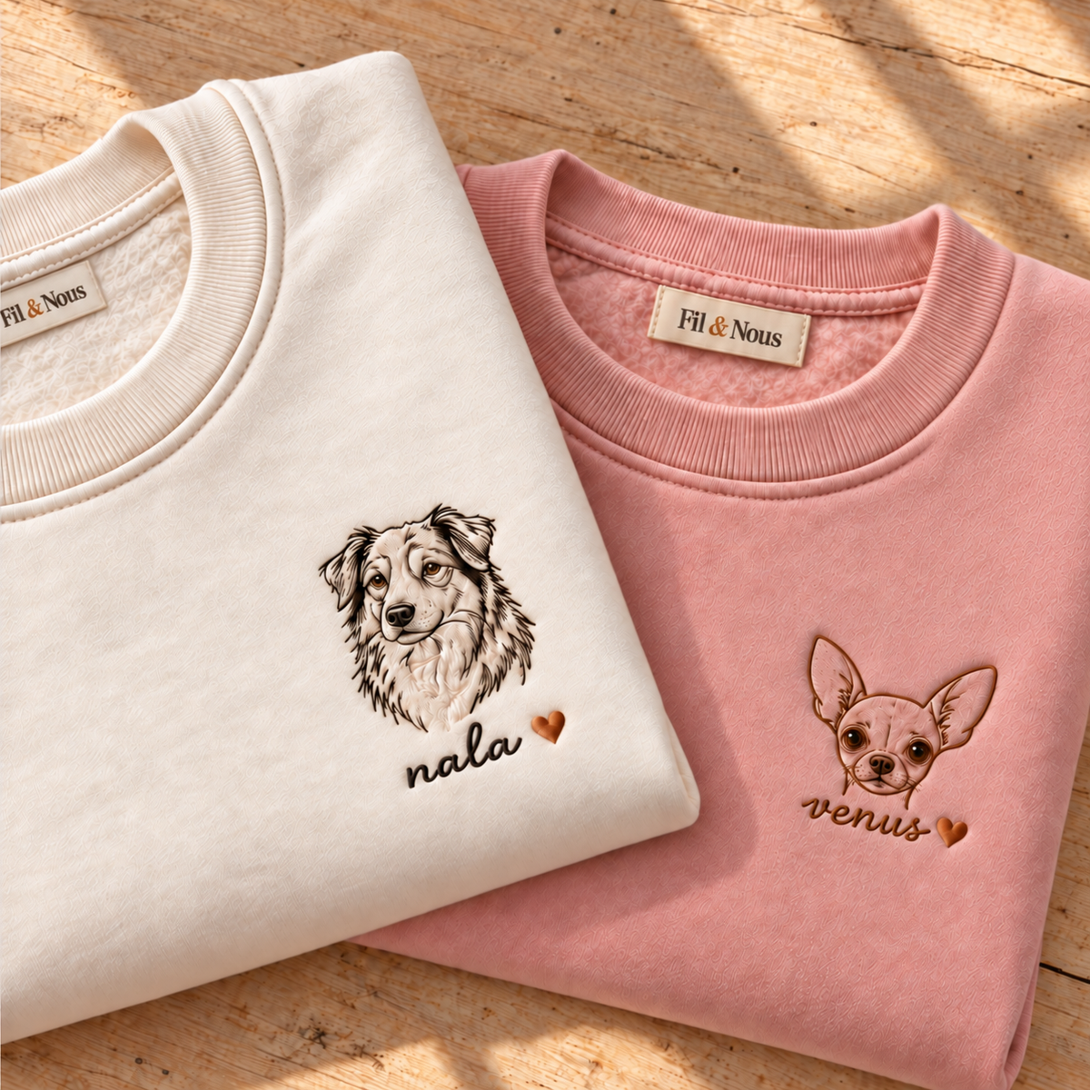 Sweat-shirt brodé portrait d'animal de compagnie personnalisé